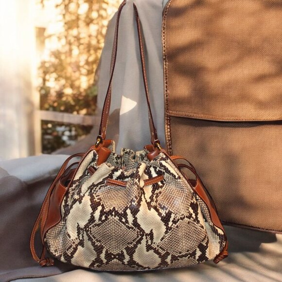 kate spade New York Genuine Python Snake Drawstring Bucket Handbag - RARE